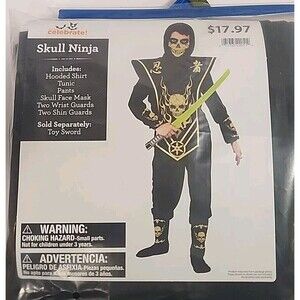 Boys/Girls XL  (14/16) Skull Ninja Halloween Costume Complete NEW!